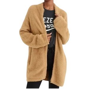 J. Crew Point Sur Fuzzy Cardigan Jacket sweater in camel brown XXS